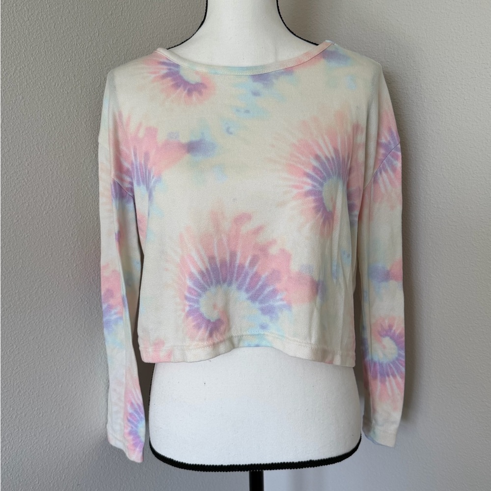 Fashion Nova Pastel Tie-Dye Crop Pajama Top